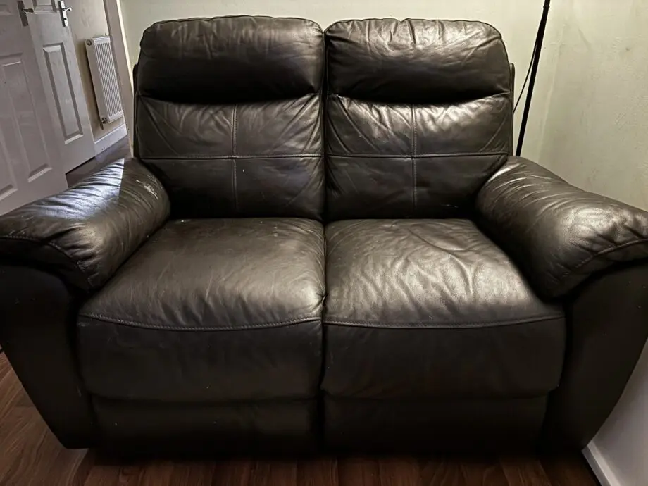 Dark brown 2 piece recliner sofa suite