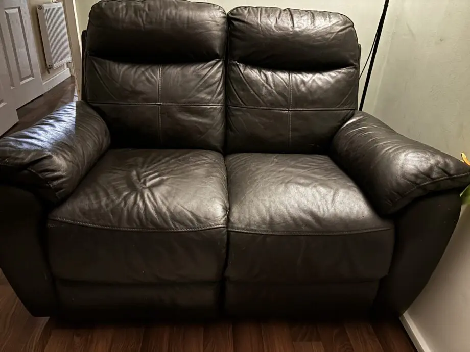 Dark brown 2 piece recliner sofa suite