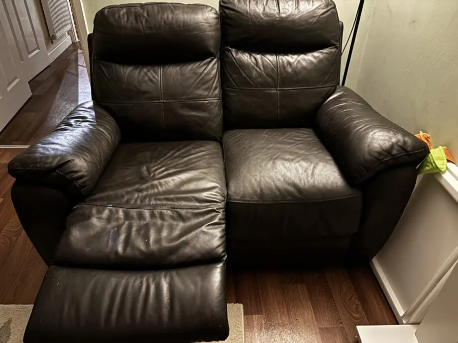 Dark brown 2 piece recliner sofa suite