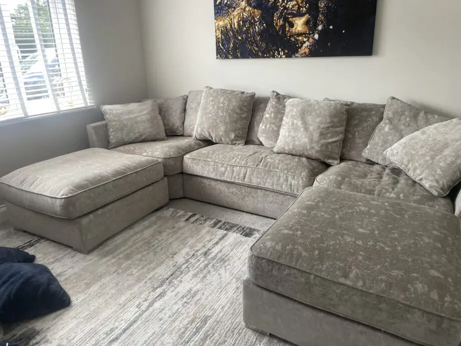 Bishop Luxe Chenille U-Shape Corner Sofa - Silver Fox v2 Sofa club