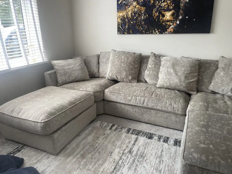 Bishop Luxe Chenille U-Shape Corner Sofa - Silver Fox v2 Sofa club