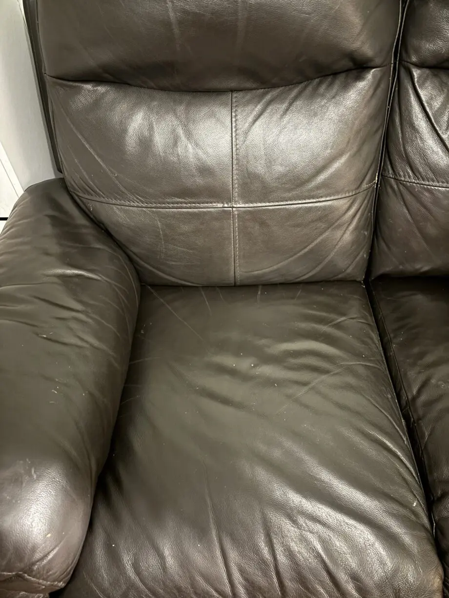 Dark brown 2 piece recliner sofa suite