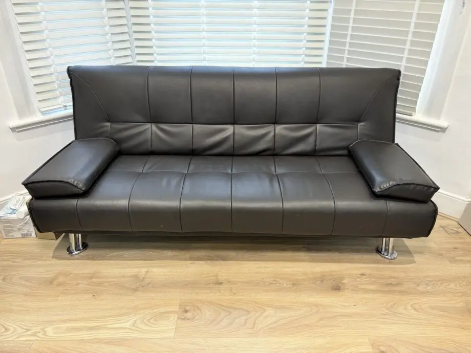 3 Seater Sofa convertible bed, Brown Faux Leather