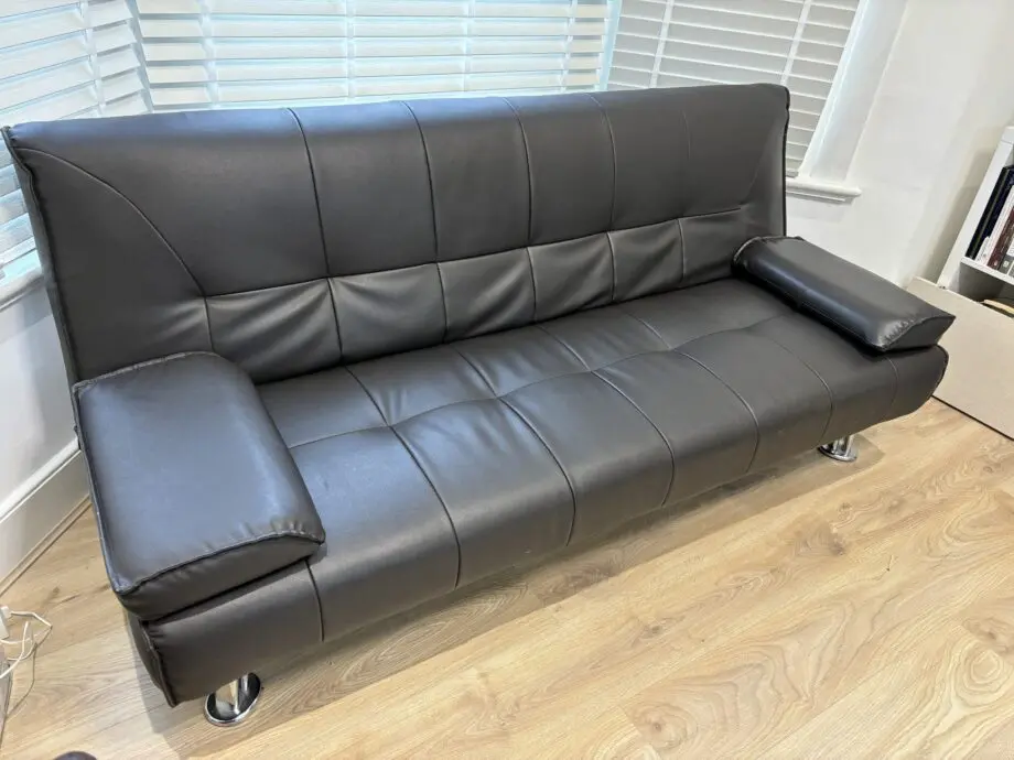 3 Seater Sofa convertible bed, Brown Faux Leather