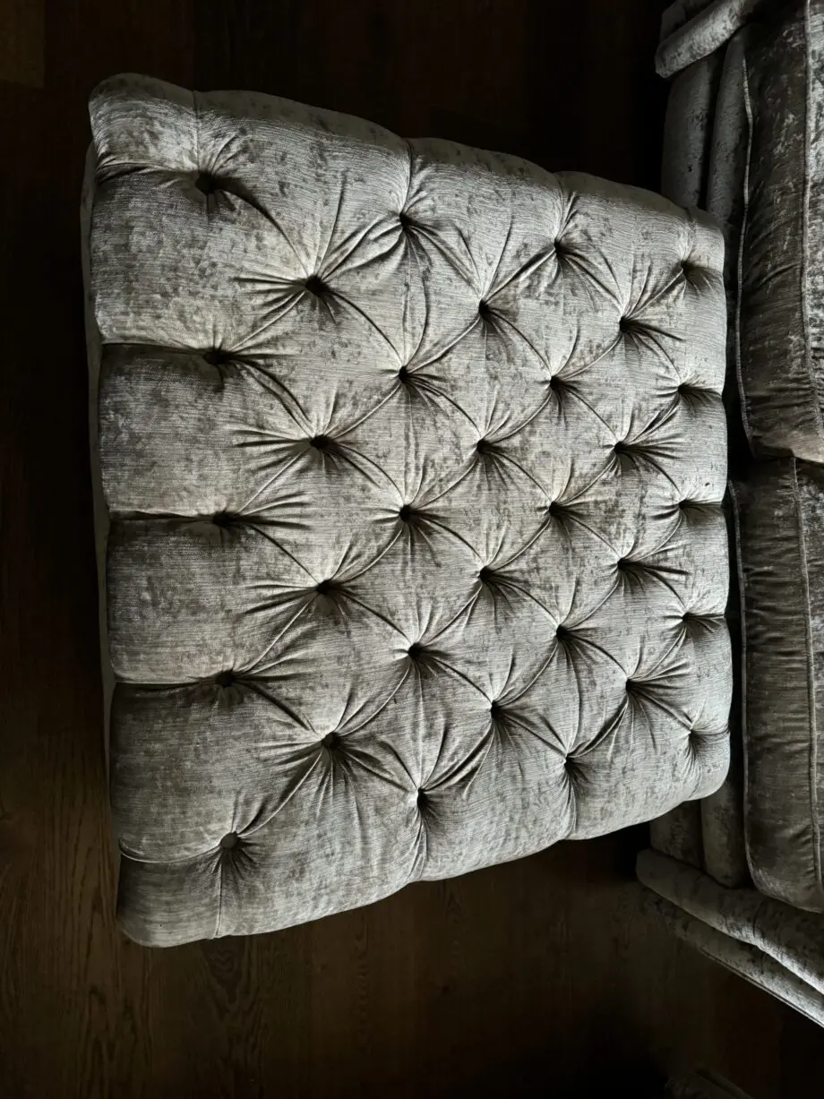 Two Country living Loch Leven Pillow Back 3-Seater Sofas and Large Button Footstool