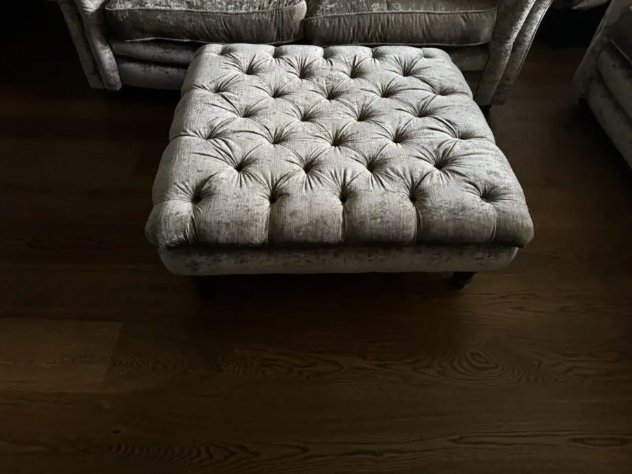 Two Country living Loch Leven Pillow Back 3-Seater Sofas and Large Button Footstool