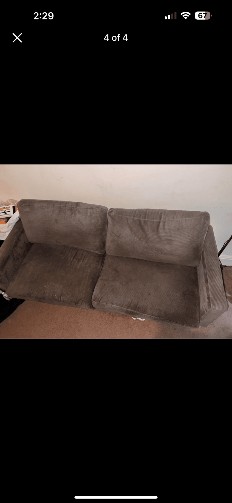 Dark grey cord 3 seater sofa from dunelm