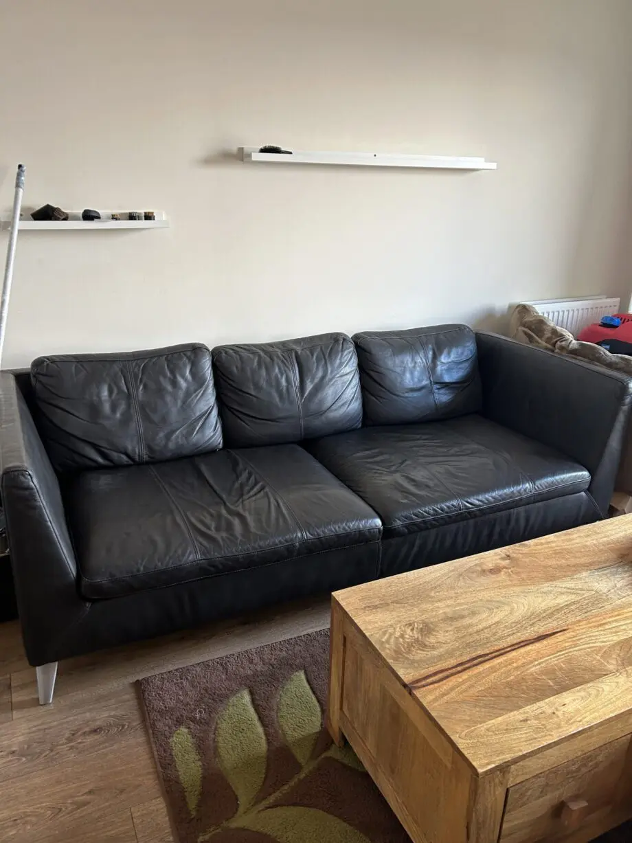 Black Real Leather sofa or sofa bed 3 seater