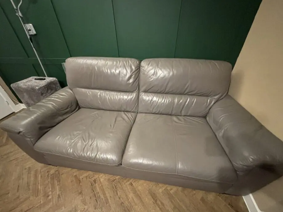 DFS Steel Grey Leather Sofa