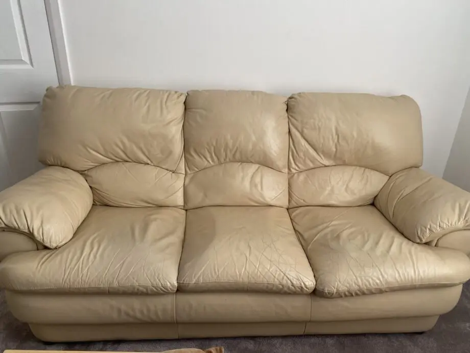 3 seater + 1 seater leather Sofa , Beige colour