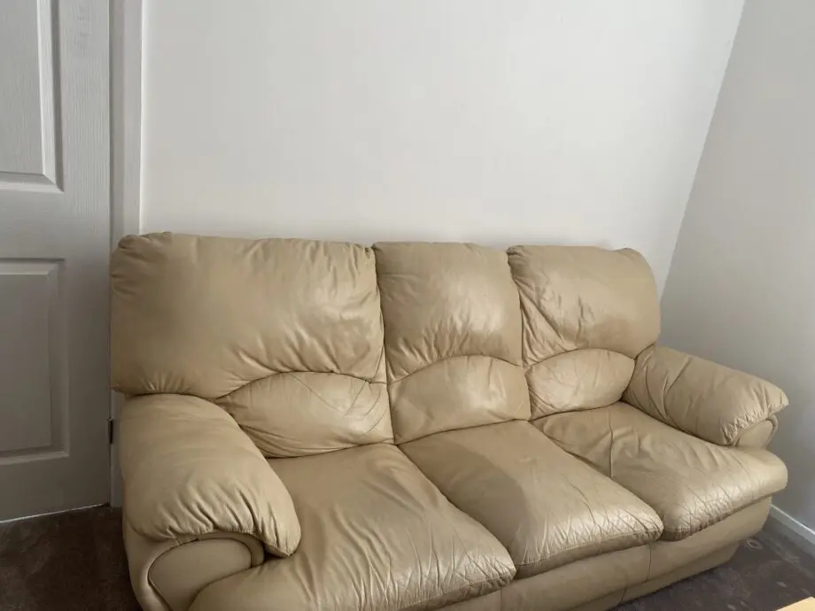 3 seater + 1 seater leather Sofa , Beige colour