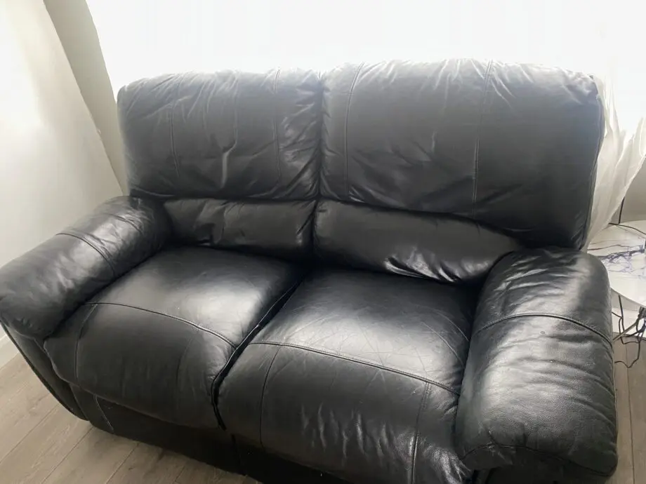 Black Leather Recliner two seater