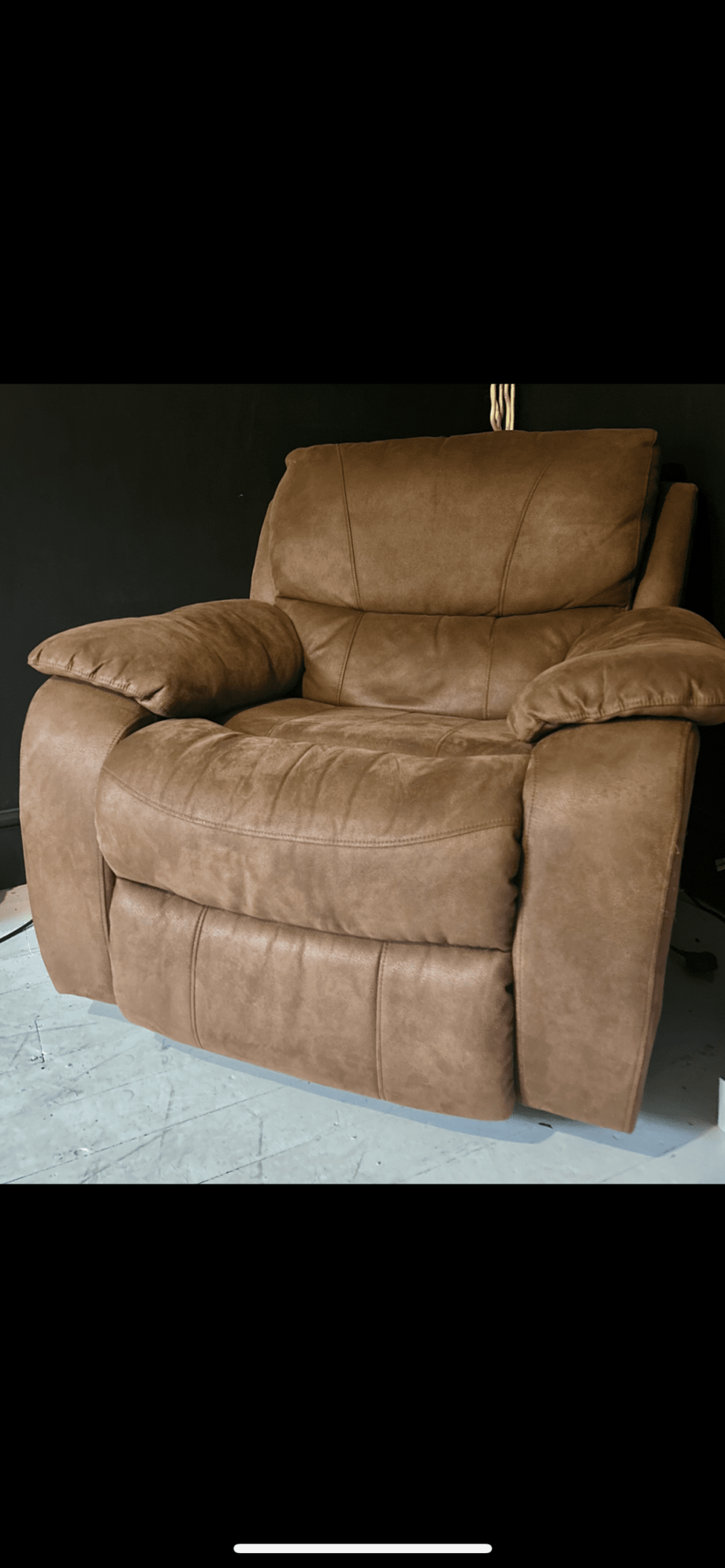 Two Brown Suede Reclining Armchairs