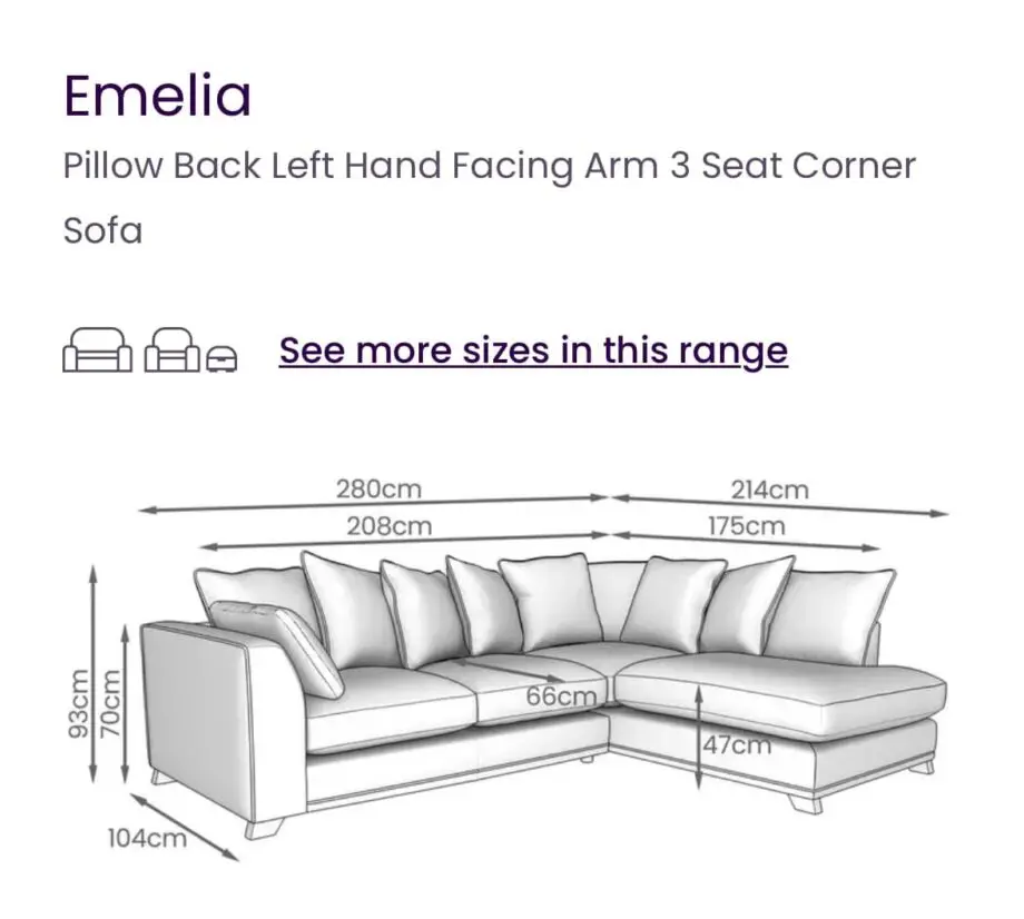 Right facing corner sofa
