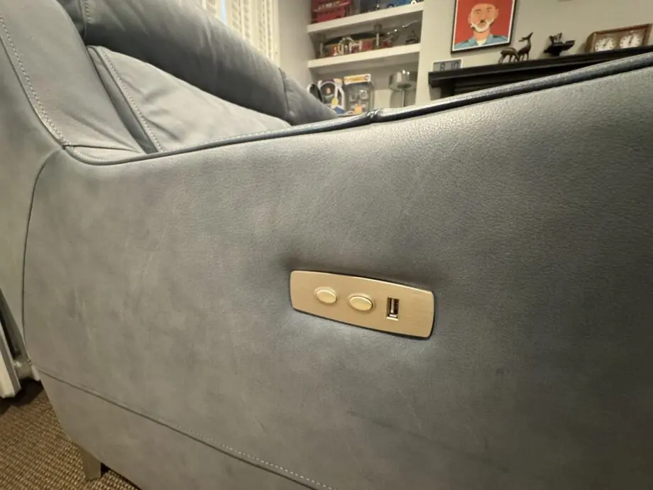Leather Sofa - Custom John Lewis Elevate Electric Recliner - Showroom Condition