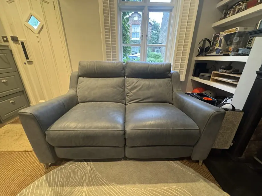 Leather Sofa - Custom John Lewis Elevate Electric Recliner - Showroom Condition