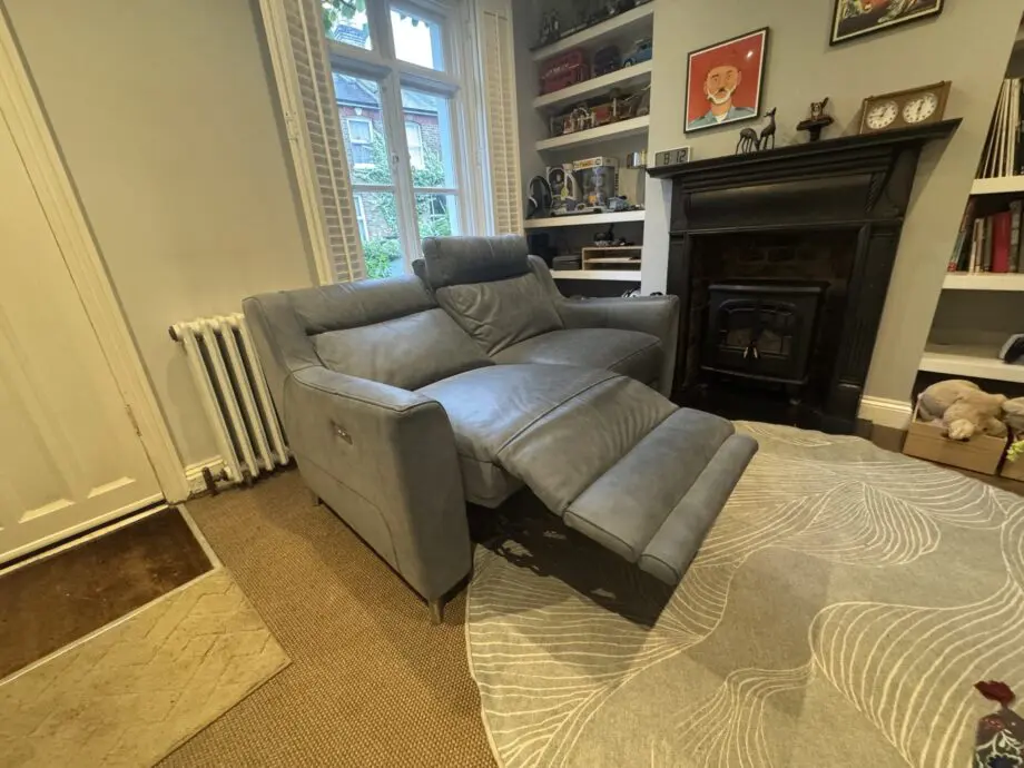 Leather Sofa - Custom John Lewis Elevate Electric Recliner - Showroom Condition