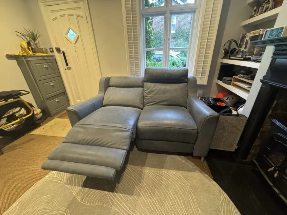 Leather Sofa - Custom John Lewis Elevate Electric Recliner - Showroom Condition