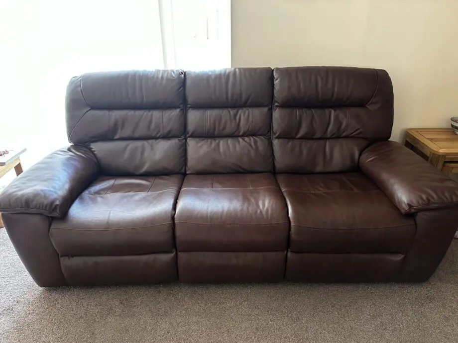 Hastings 3 seater electric recliner sofa in tan leather
