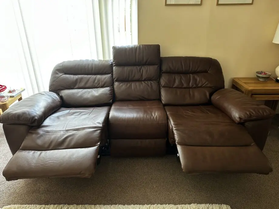 Hastings 3 seater electric recliner sofa in tan leather