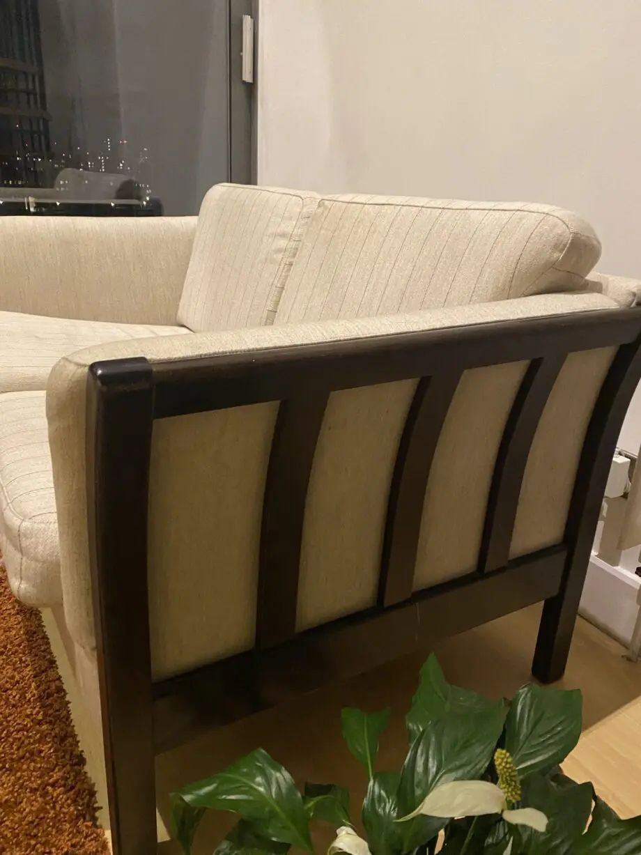 Vintage 2-seater sofa in off-white upholstery