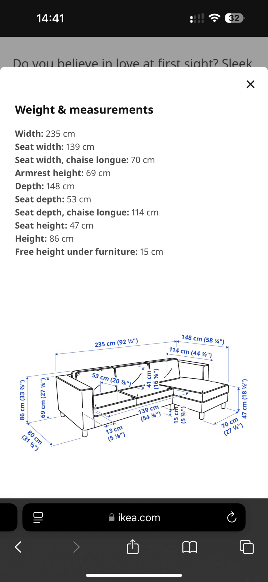 3-seat sofa with chaise longue