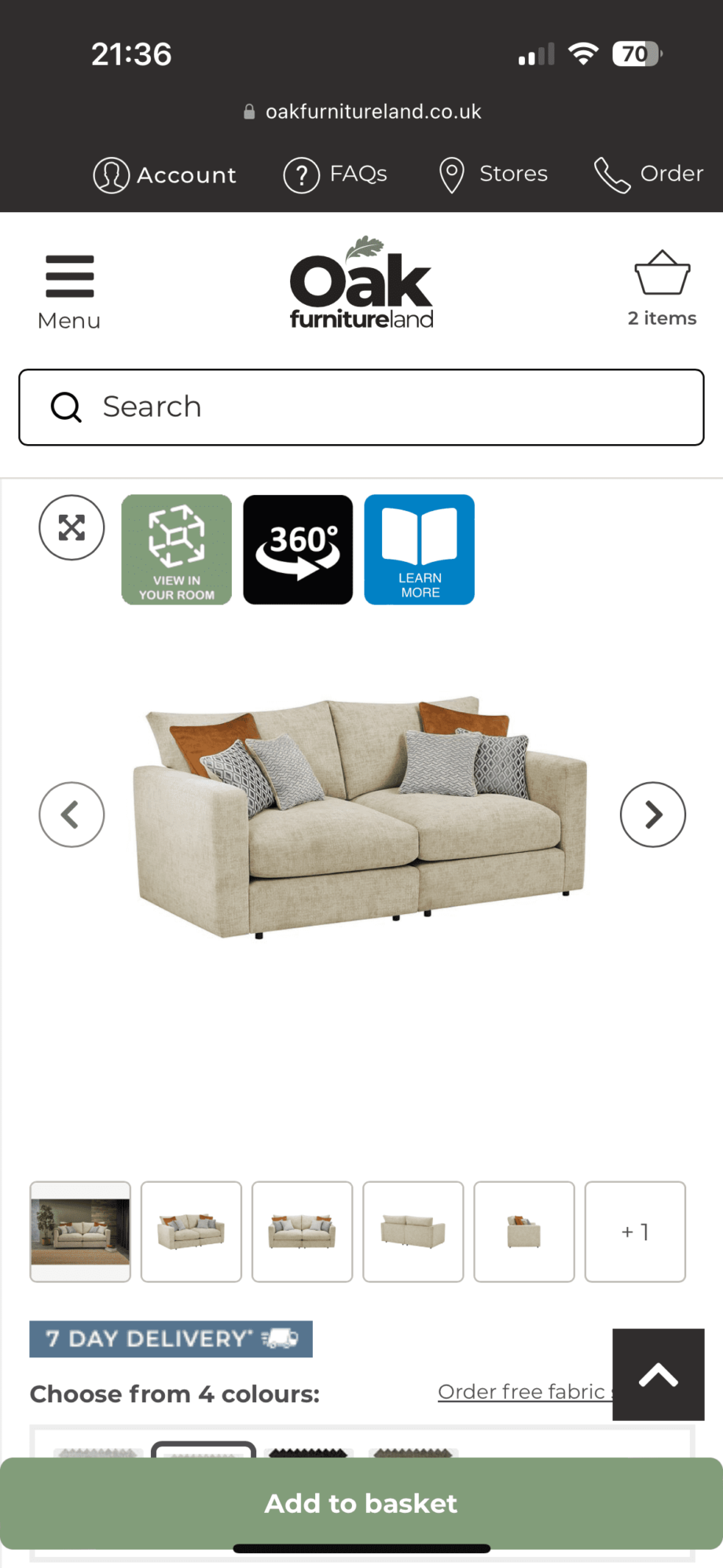 Oak Furniture Malvern sofa