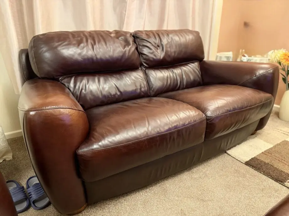 Sofitalia 2 seater sofas & leg rest in Chocolate/Brown