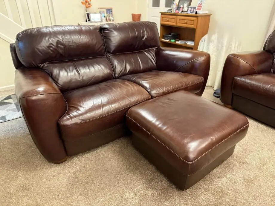 Sofitalia 2 seater sofas & leg rest in Chocolate/Brown