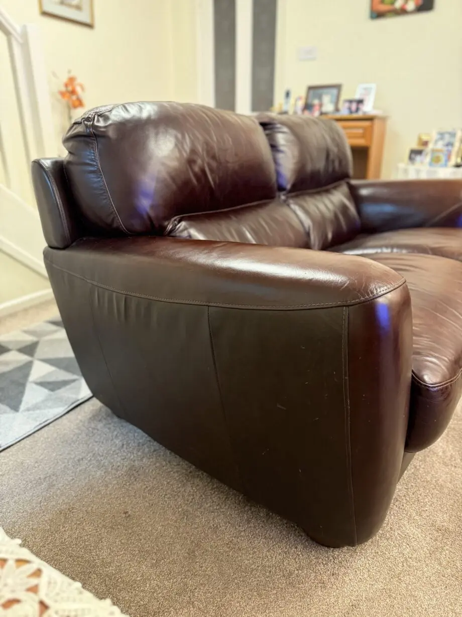 Sofitalia 2 seater sofas & leg rest in Chocolate/Brown
