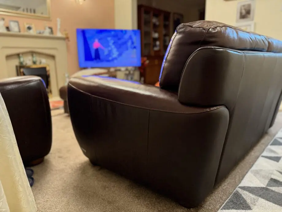Sofitalia 2 seater sofas & leg rest in Chocolate/Brown