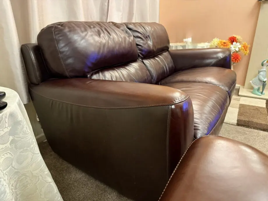 Sofitalia 2 seater sofas & leg rest in Chocolate/Brown
