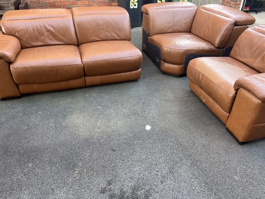 3 Seater Corner Leather Caramel
