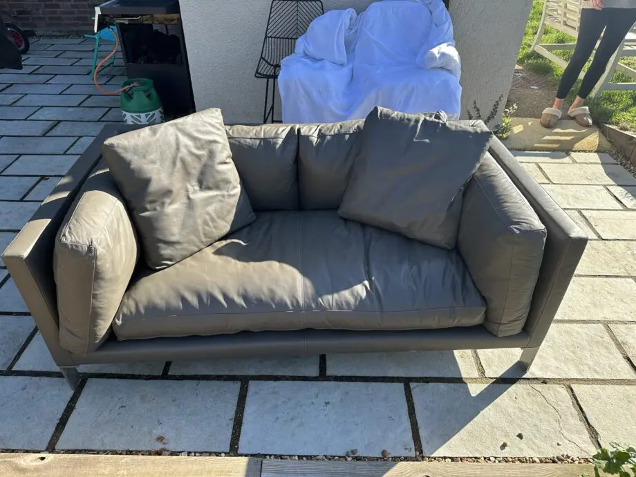 Habitat Grey Leather Sofa