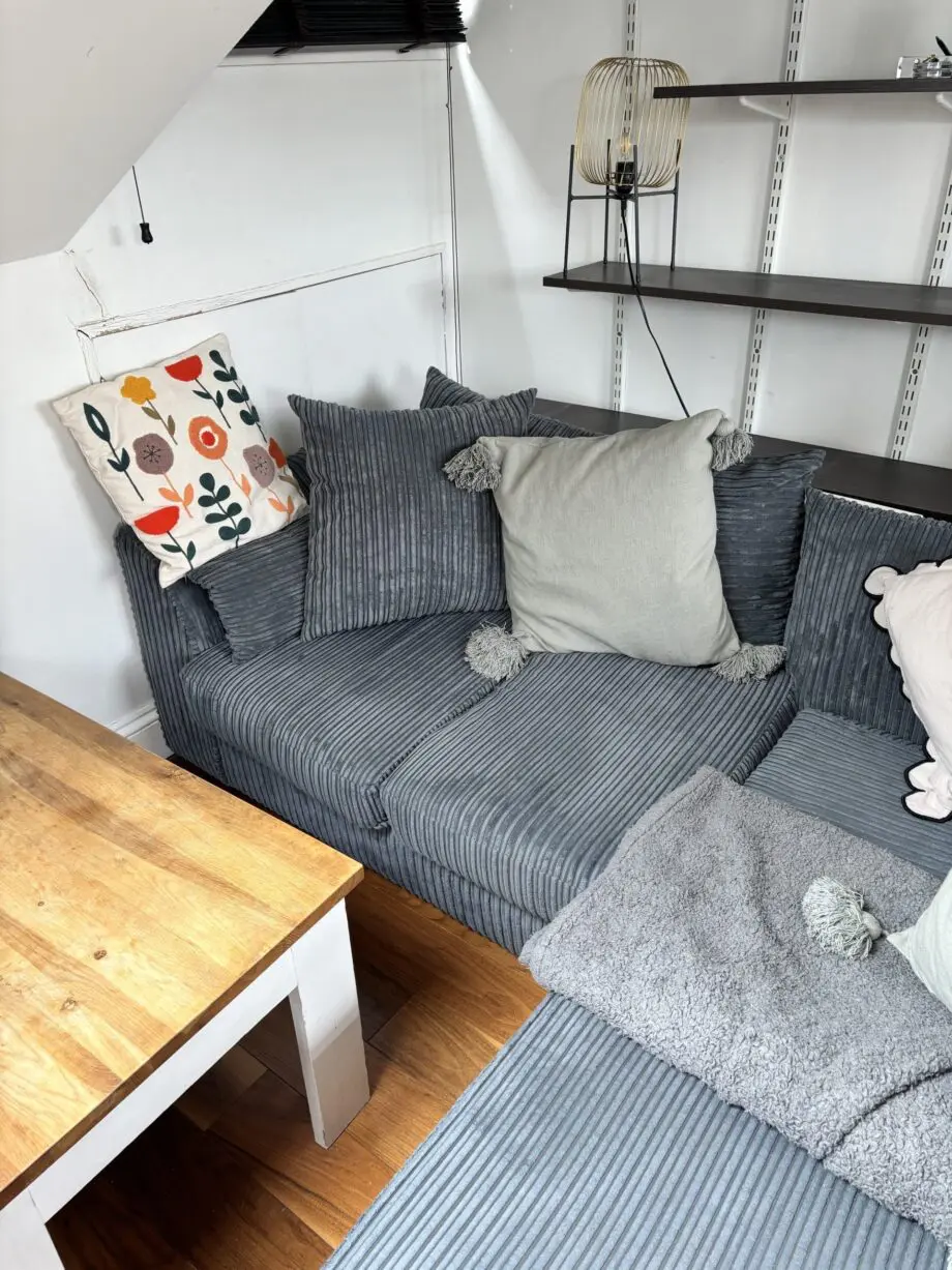 Beautiful soft grey corner sofa
