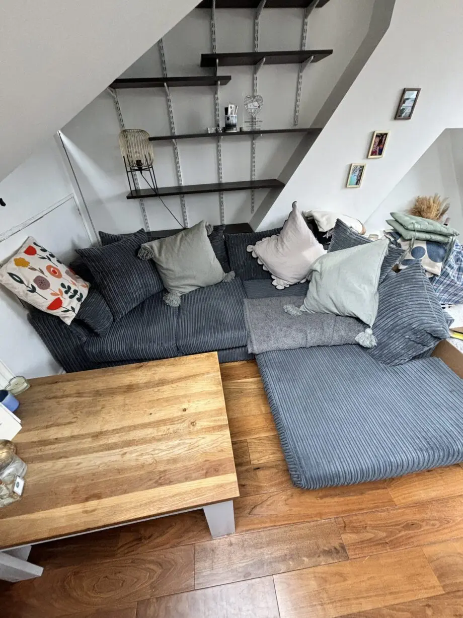 Beautiful soft grey corner sofa