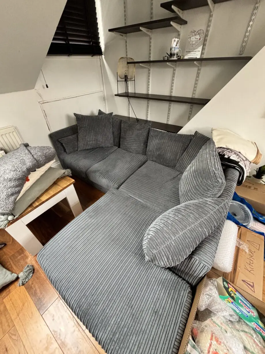 Beautiful soft grey corner sofa