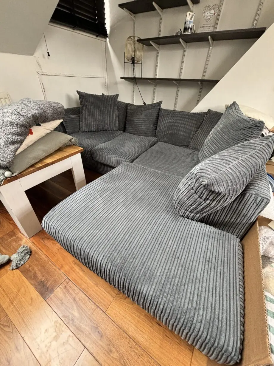 Beautiful soft grey corner sofa