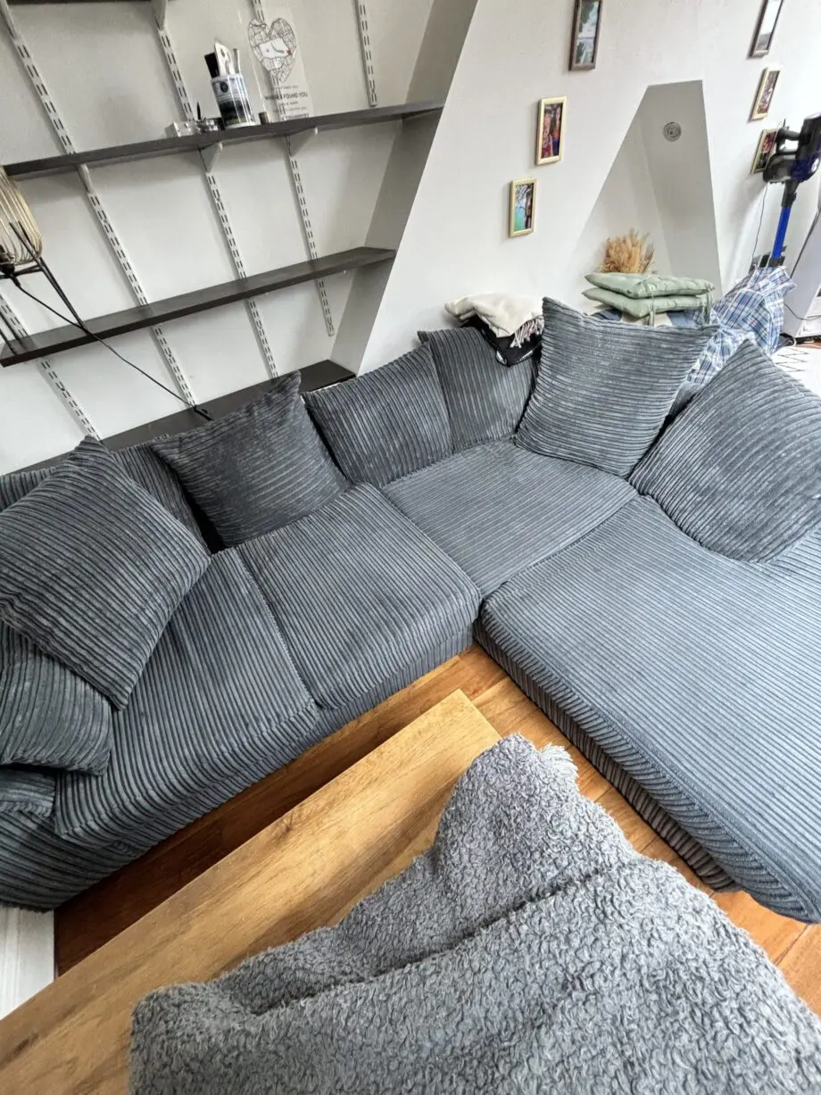Beautiful soft grey corner sofa