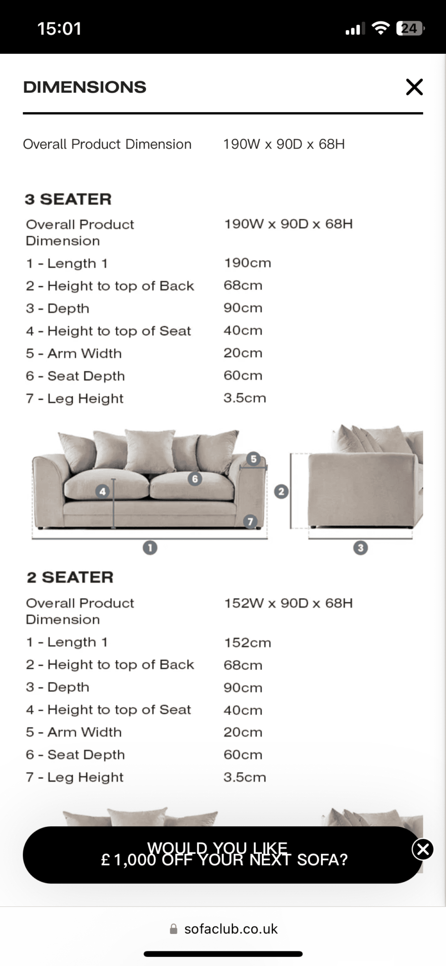 3 seater and 2 seater Chelsea Sofa Club Sofas