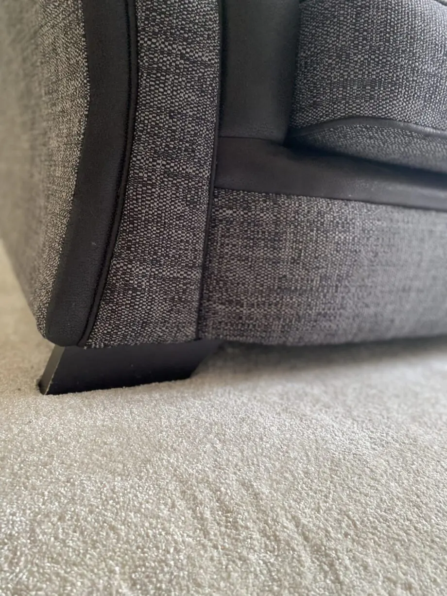 SCS grey 3 seater sofa with black leather arms