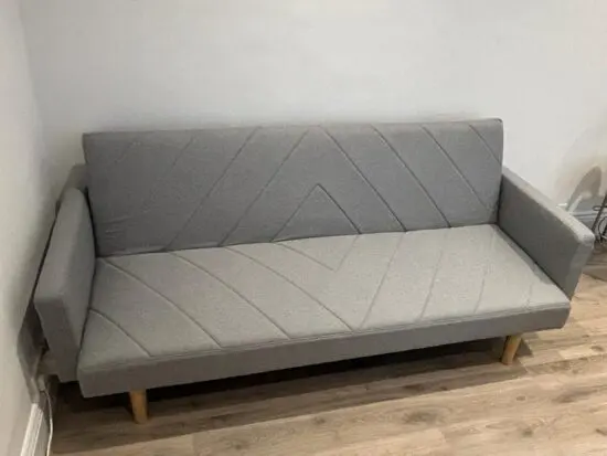 Home Detail (Amazon) - 3 Seater Sofa Bed Fabric Chevron Design Wooden Leg Frame Sofabed Clic-Clac (Light Grey)