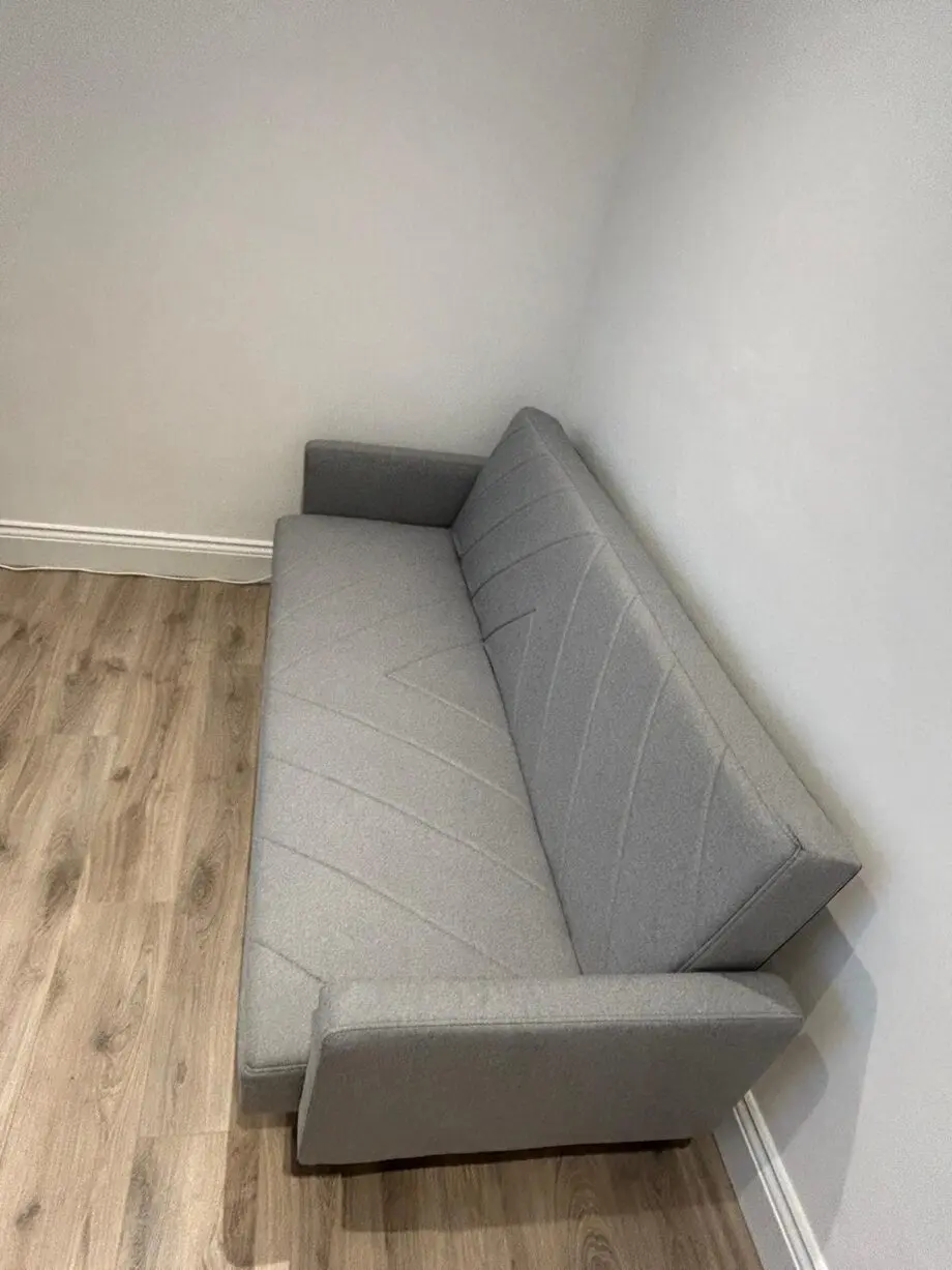 Home Detail (Amazon) - 3 Seater Sofa Bed Fabric Chevron Design Wooden Leg Frame Sofabed Clic-Clac (Light Grey)