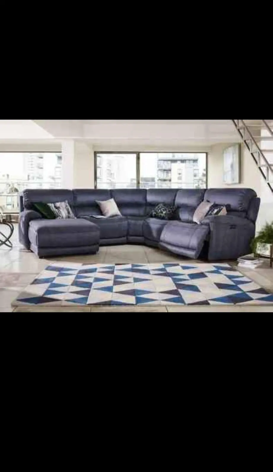Cinema Fabric Corner Chaise Power Sofa + foot stool