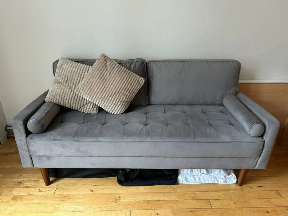 Wayfair | Enedelia 176cm Velvet Square Arm Upholstered Sofa | Grey