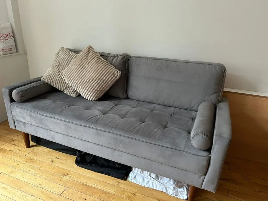Wayfair | Enedelia 176cm Velvet Square Arm Upholstered Sofa | Grey