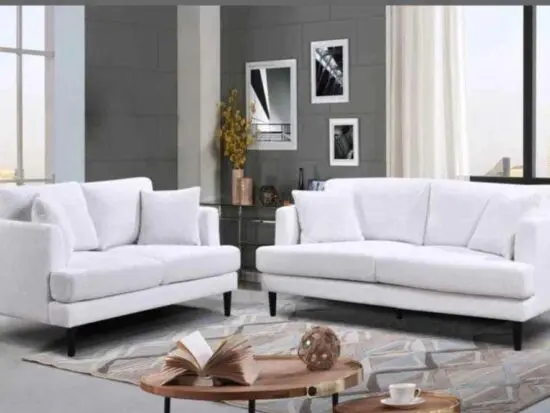 Two Wayfair White Boucle Sofas