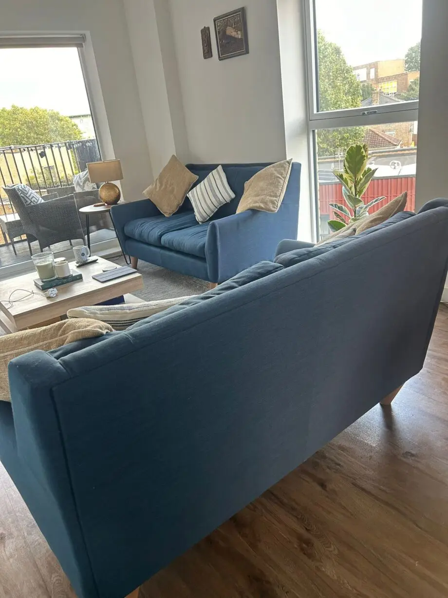 Two blue sofas