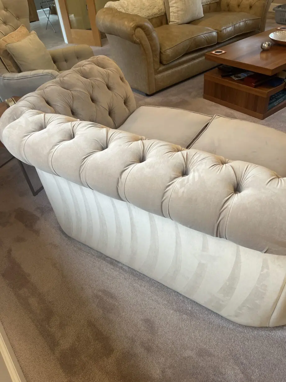BEAUTIFUL 2 SEATER FABRIC CHESTERFIELD BEIGE