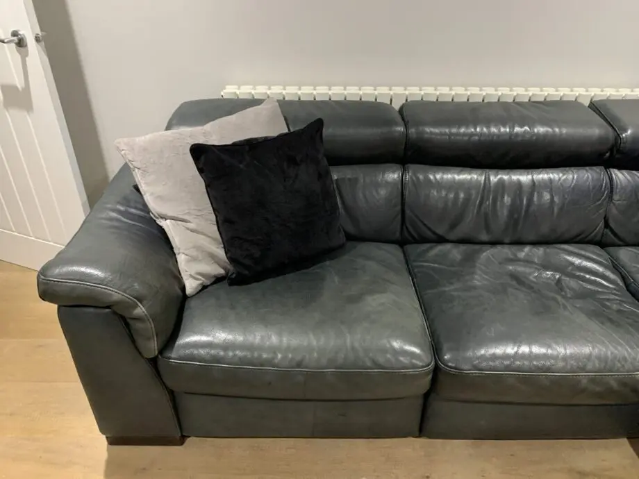 Danetti black leather large 3 seater sofa